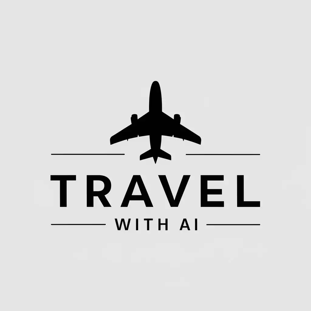 a vector logo design,with the text "Travel with AI", main symbol:airplane,Minimalistic,be used in Travel industry,clear background