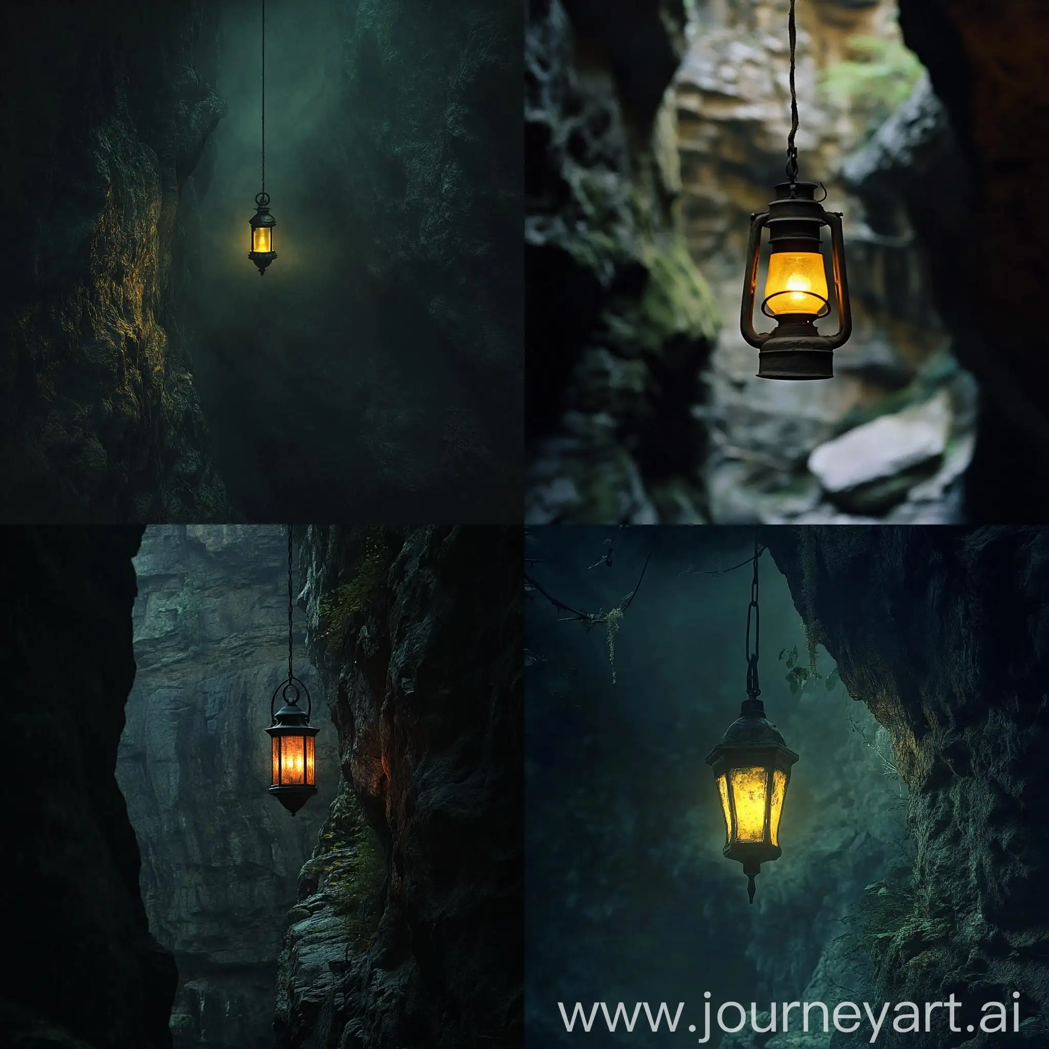 Illuminated-Lamp-in-a-Dark-Gorge