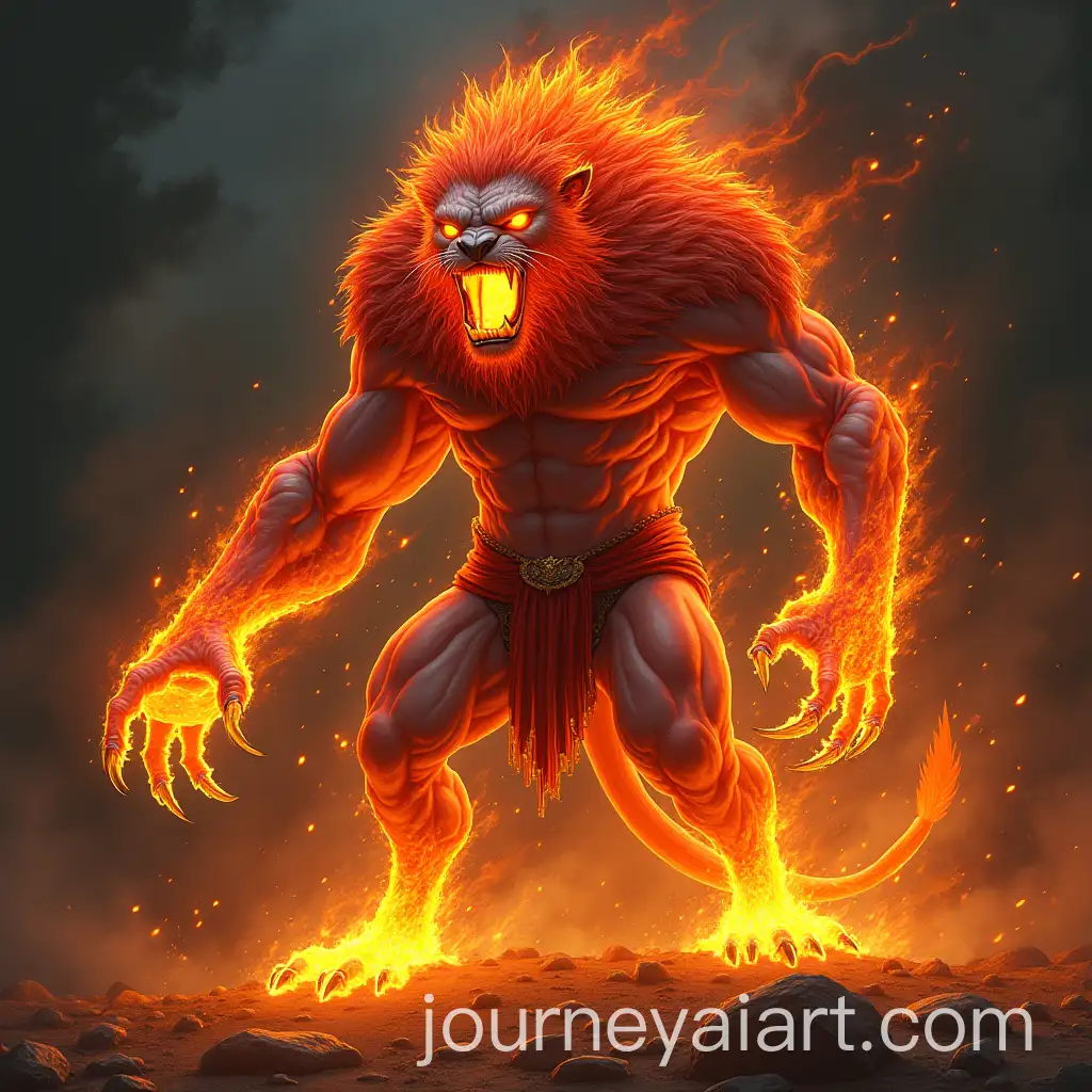 Fierce-LionLava-Hybrid-Creature-in-a-Fiery-Landscape
