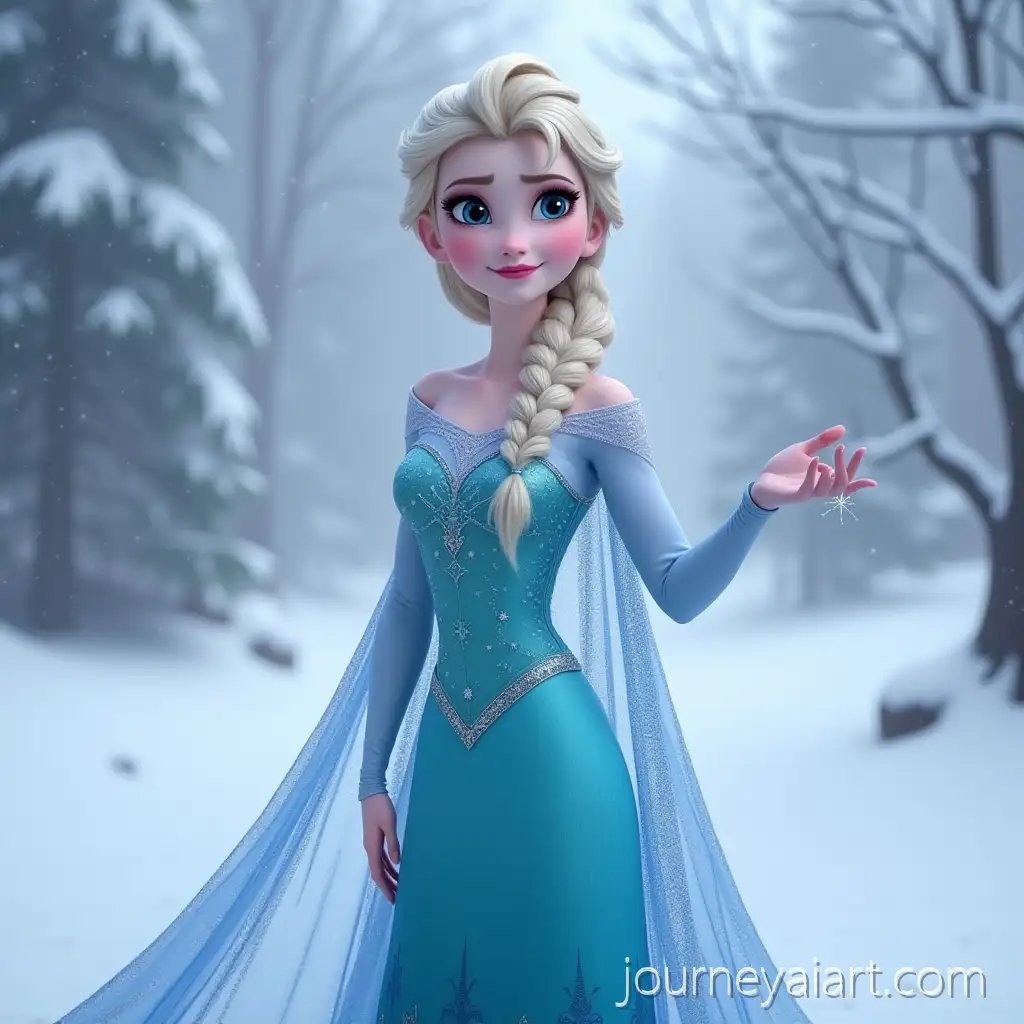 Elsa-from-Frozen-Portrait-in-Snowy-Wonderland-Invitation-Pose