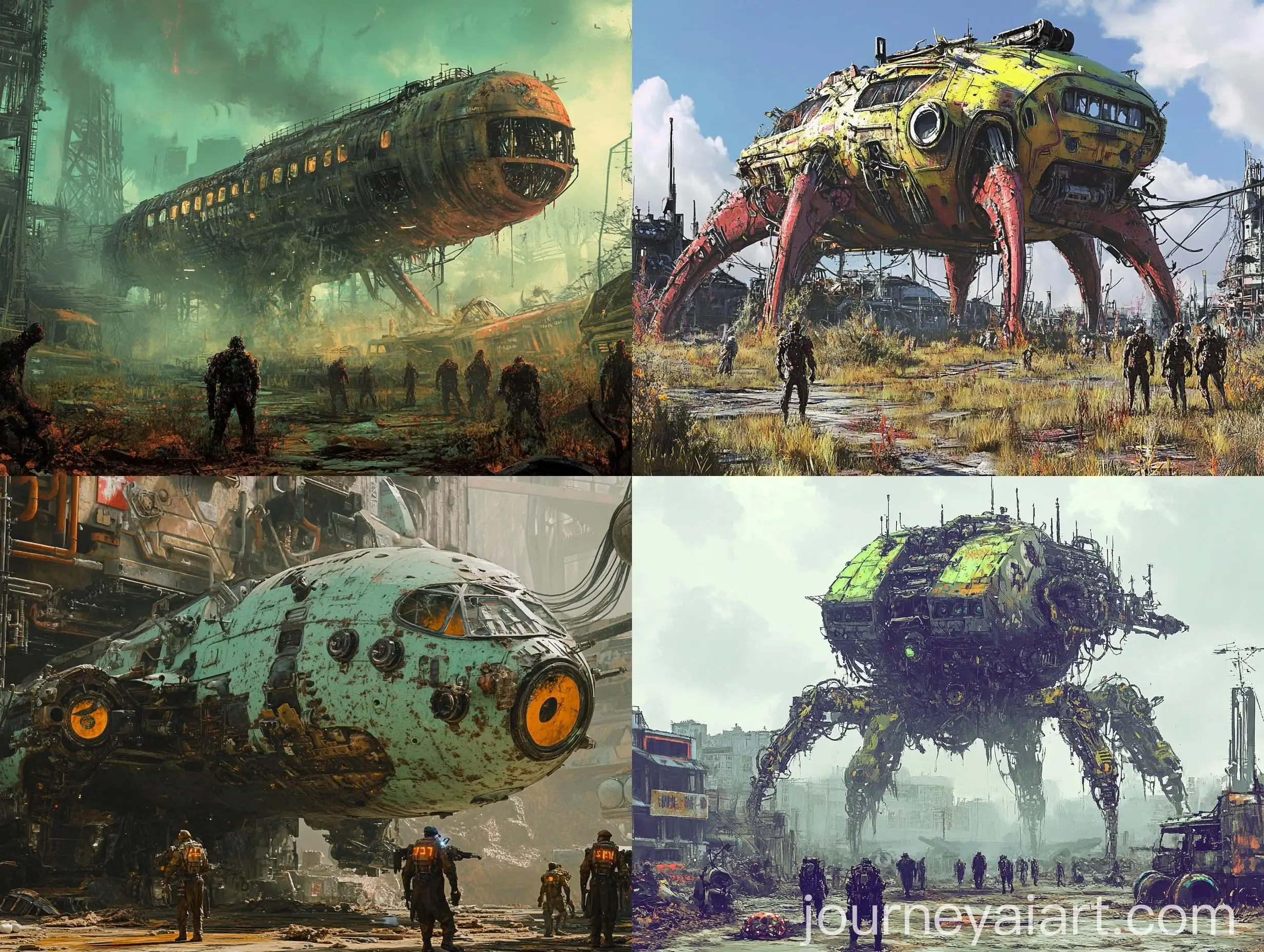 PostApocalyptic-Gathering-of-Alien-Hybrid-Organisms-Around-Giant-Scrapyard-MiG27