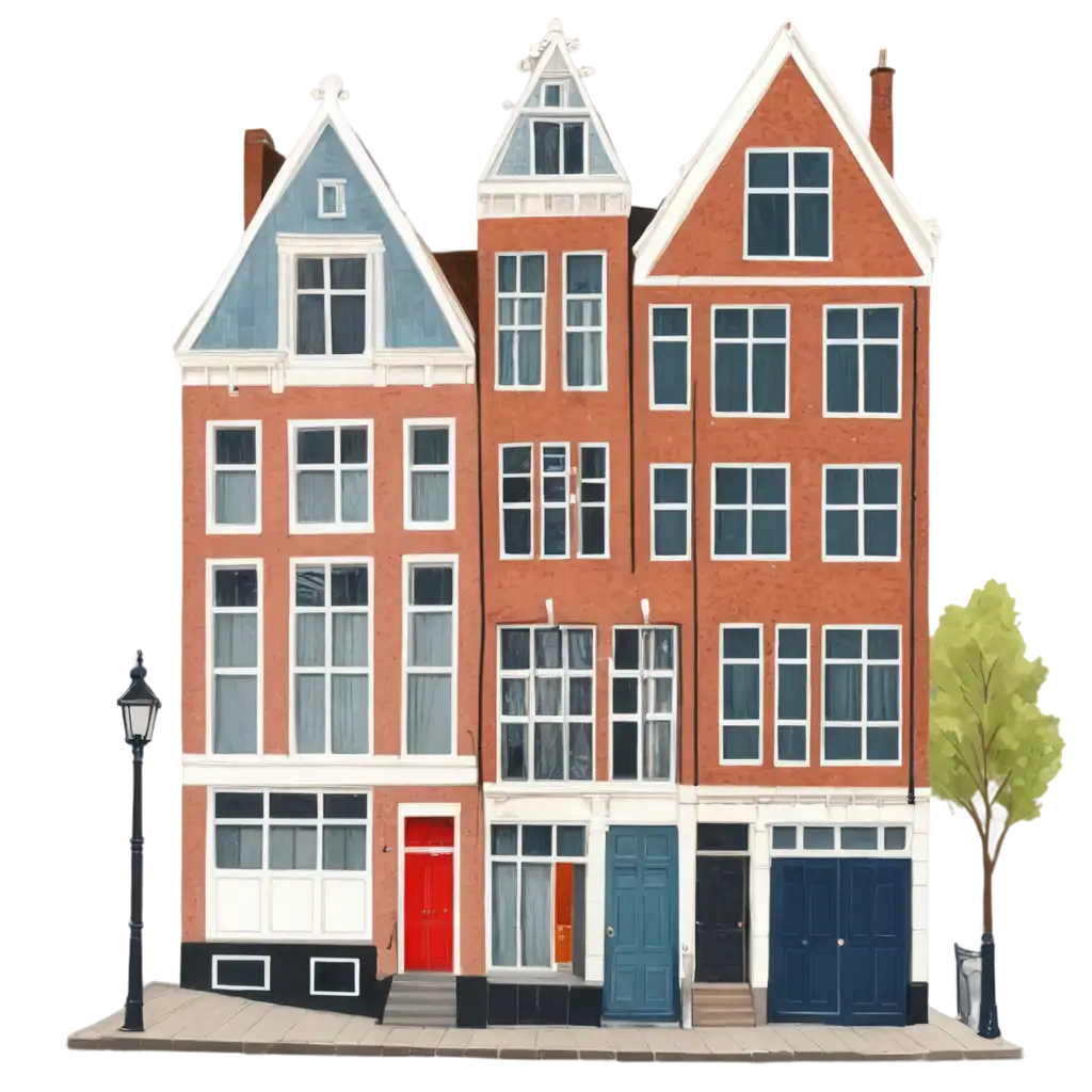 Stunning-Amsterdam-House-Illustration-in-PNG-Format-Capturing-Architectural-Beauty-with-Clarity