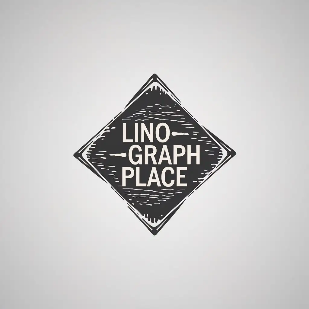 LOGO Design for Linograph Place Linocut Style Rhombus with Minimalistic Text for Nonprofit Industry