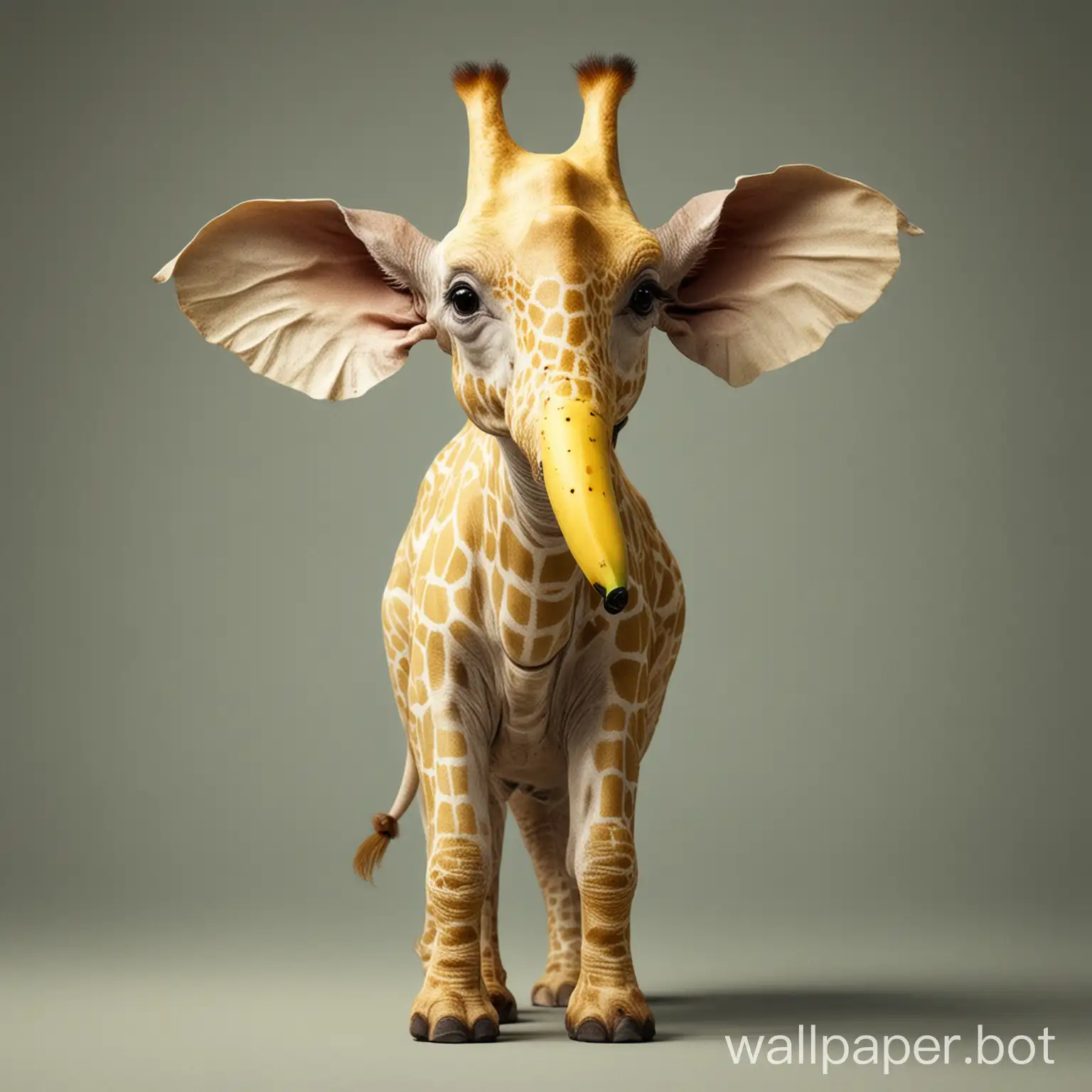 Hybrid-ElephantGiraffe-Creature-with-Banana-Head