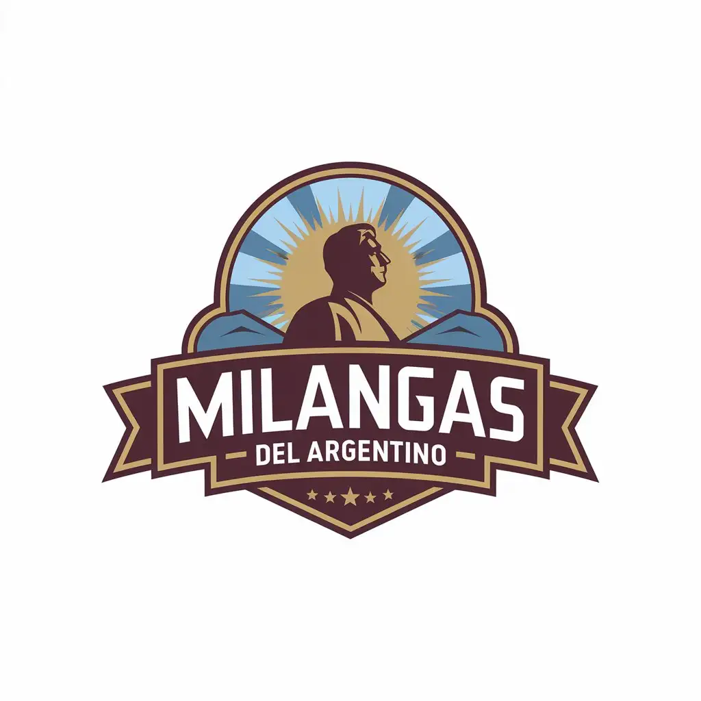 LOGO-Design-for-Milangas-del-Argentino-Burgundy-Gold-with-Argentine-Man-and-Sun-Theme