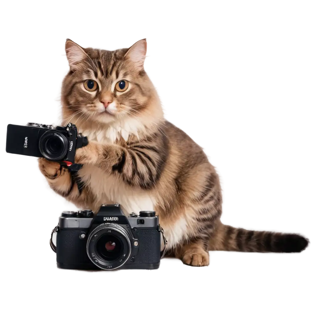 Adorable-Cat-Holding-a-Camera-in-its-Paws-HighQuality-PNG-Image