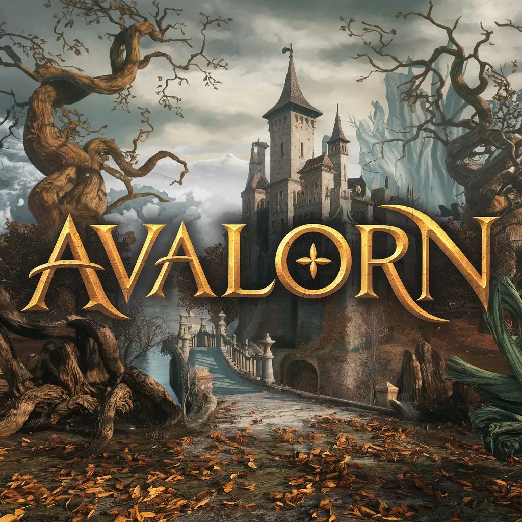 3D Fantasy Yellow Inscription of AVALORN