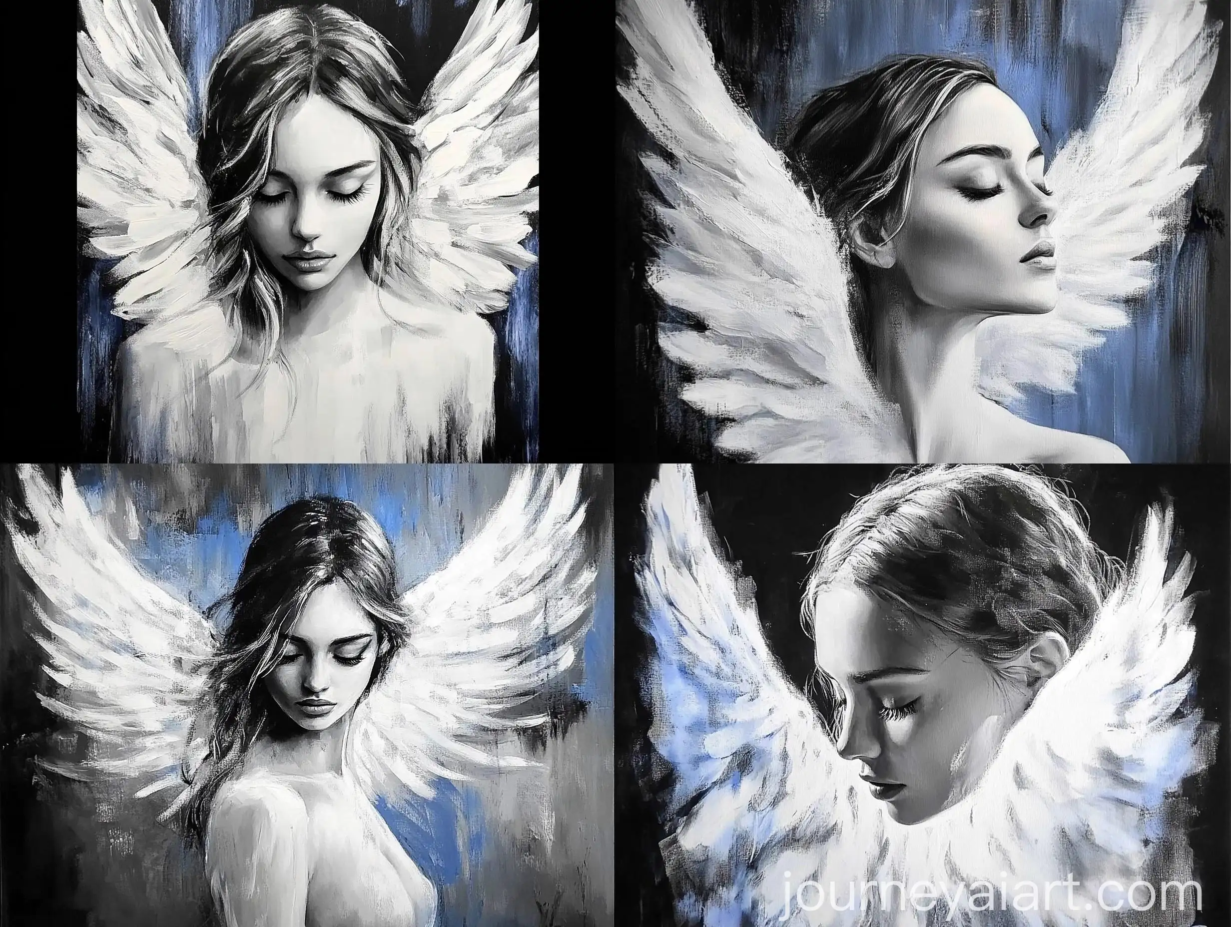 Graceful-Woman-with-Angel-Wings-in-Monochrome