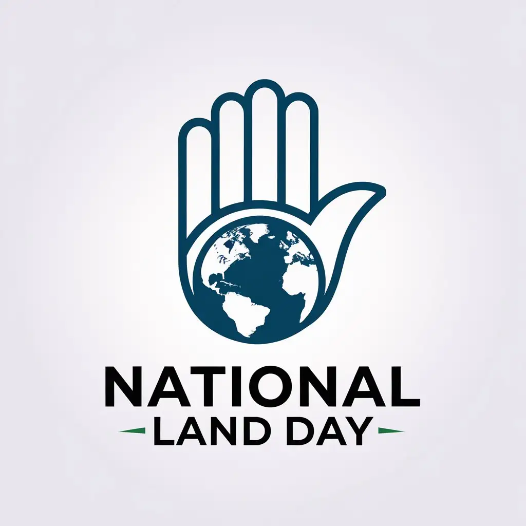 LOGO Design for National Land Day Vector with Land Hand and Earth Symbol for Event Industry