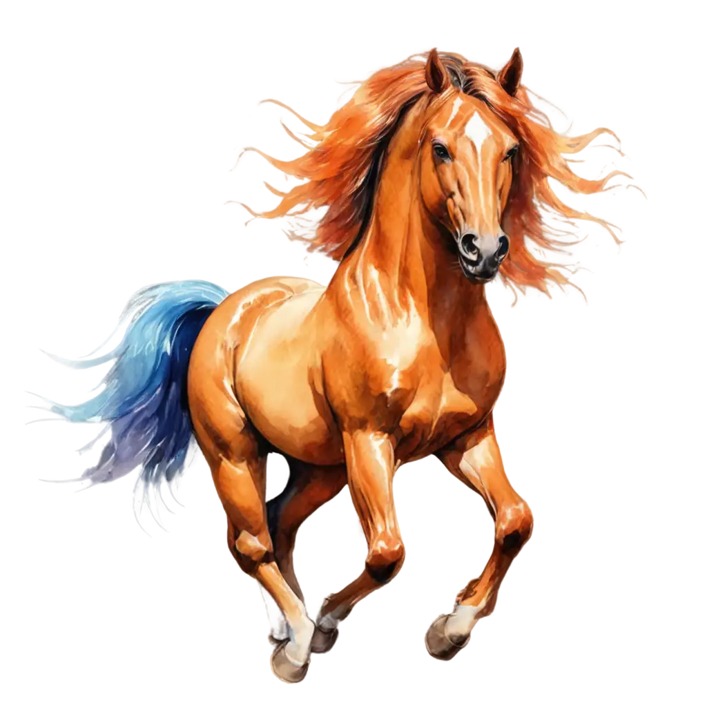 Vibrant-Horse-Watercolor-PNG-Illustration-with-Dynamic-Pose-and-Magical-Atmosphere