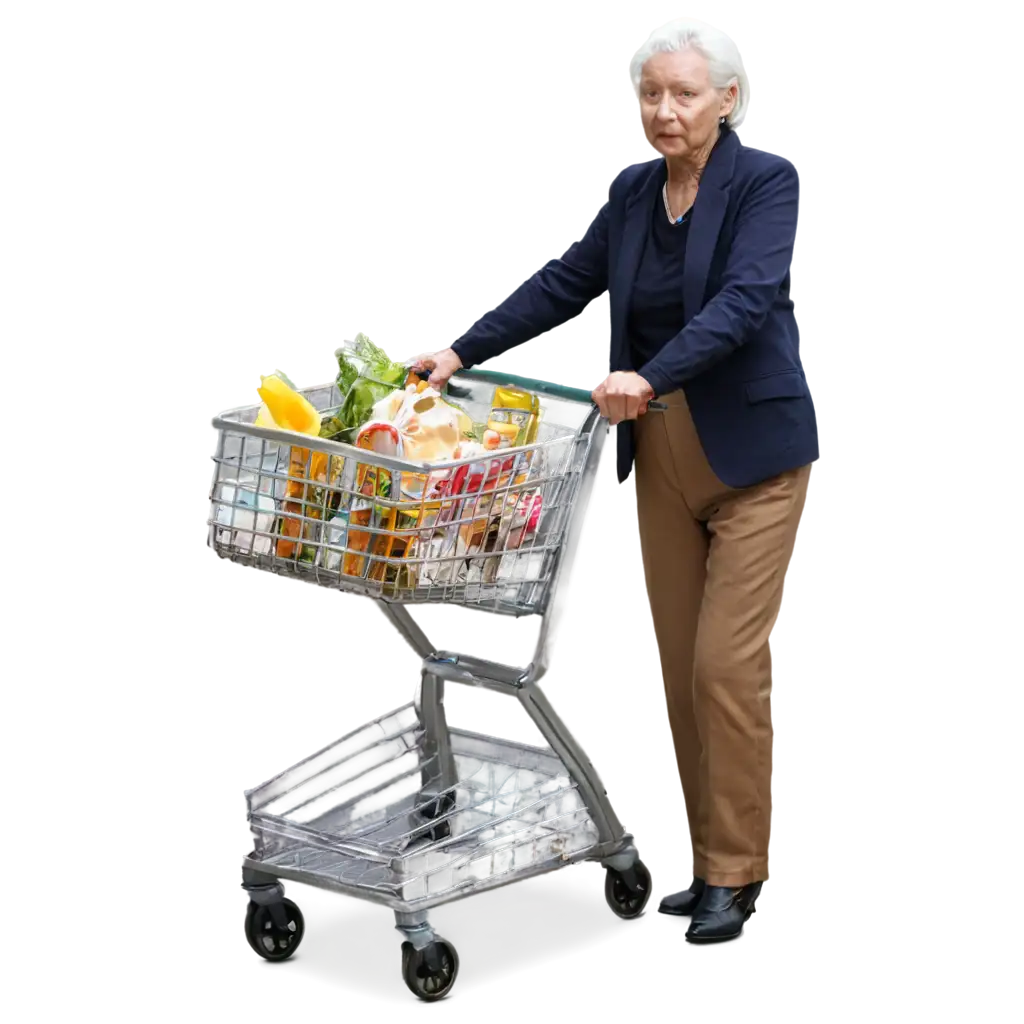 Elderly-Person-in-a-Supermarket-with-Shopping-Cart-HighQuality-PNG-Image-for-Various-Uses