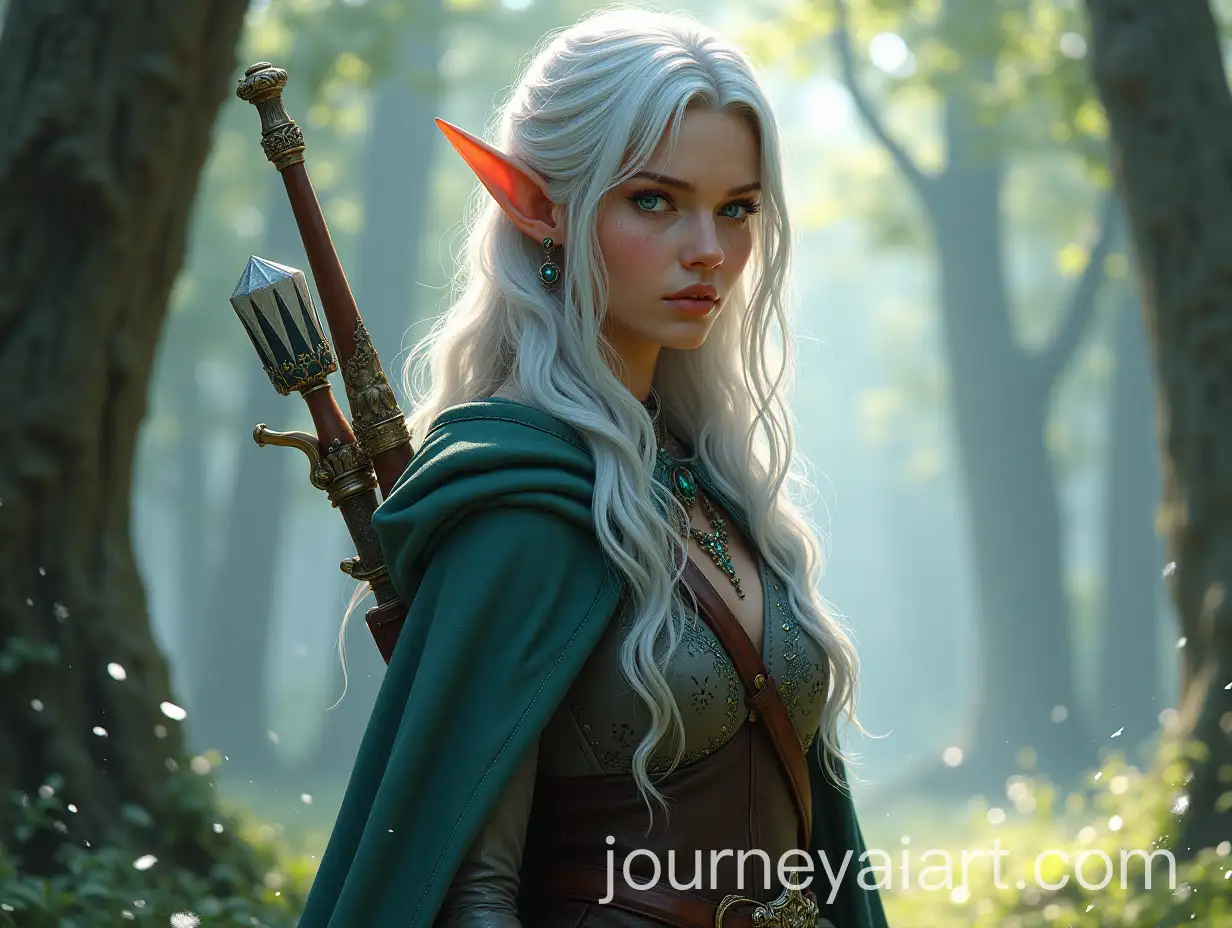 Elven-Mage-in-a-Sunlit-Forest-Clearing-with-Glowing-Birthmark-and-Frozen-Hair