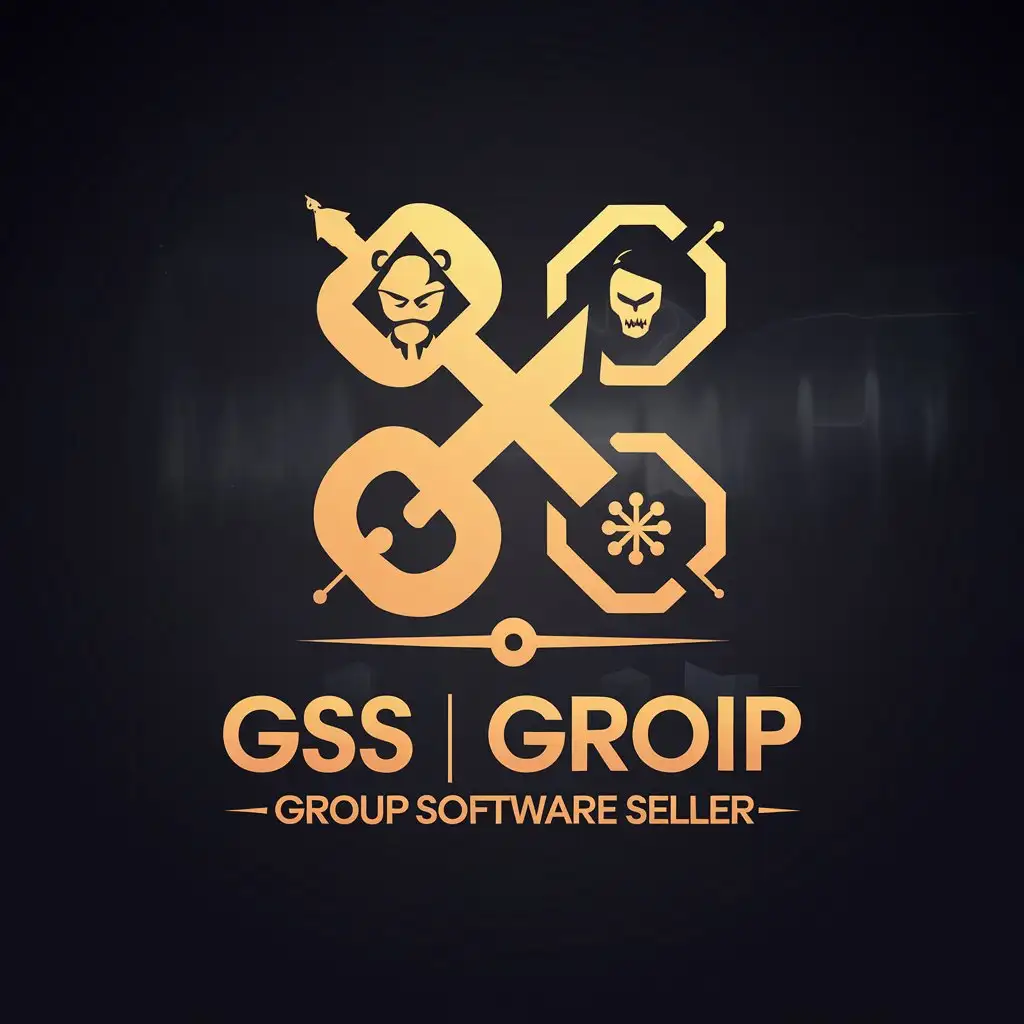 LOGO Design for GSS Group Software Seller Dark Hacker Software Theme with Aesthetic and Tool Symbolism