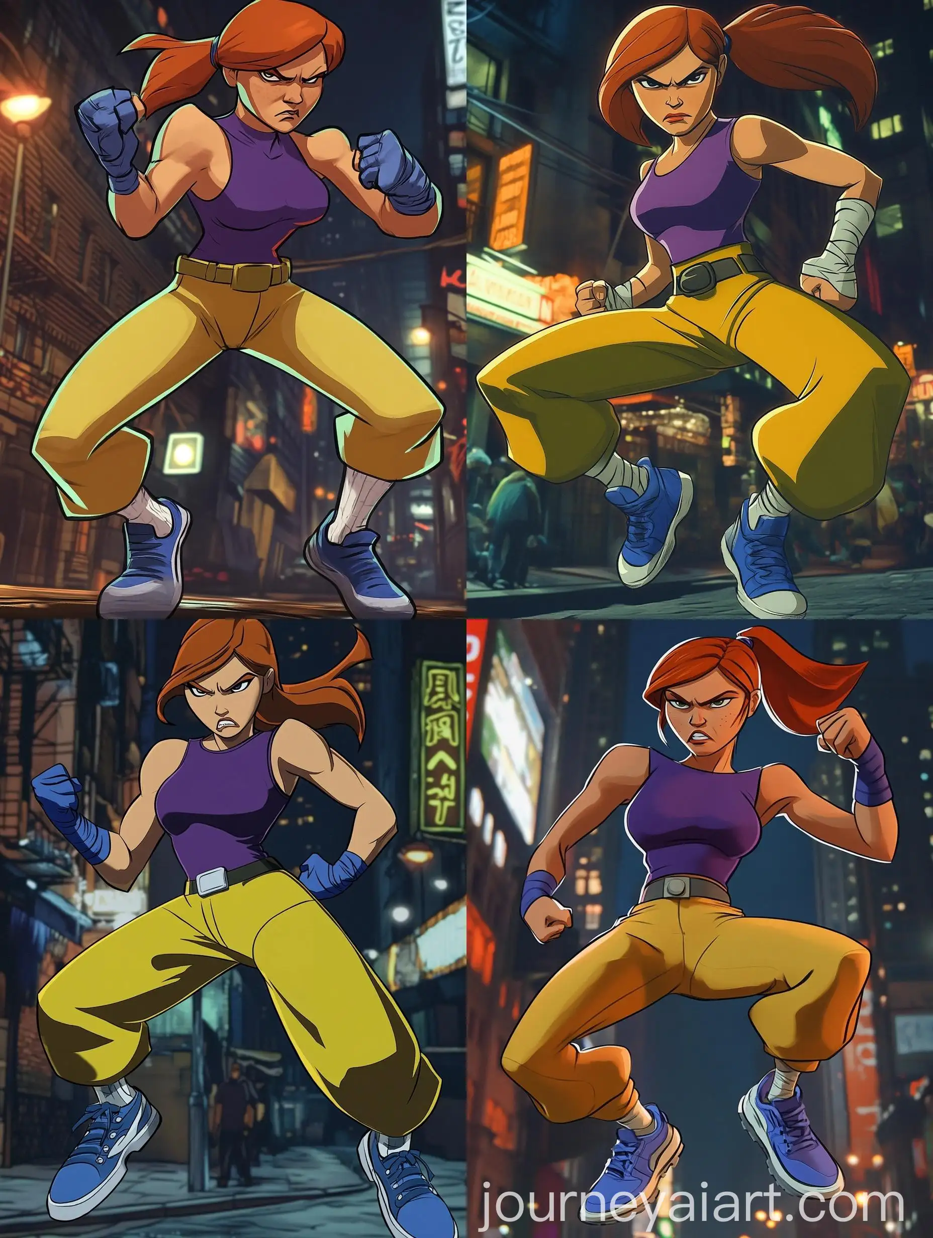 Teenage-Mutant-Ninja-Turtles-Inspired-Character-Jumping-and-Kicking-at-Night