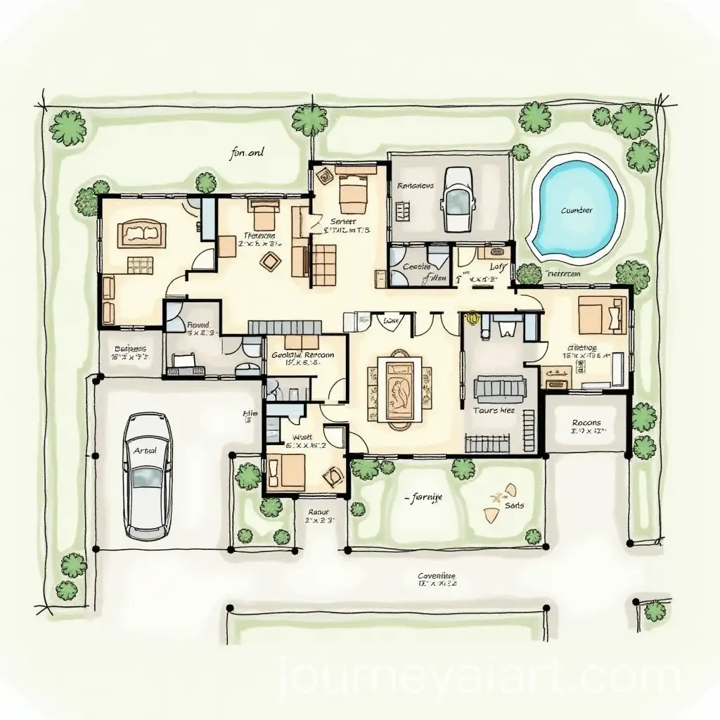 Detailed-Floor-Plan-of-a-133-m2-House-with-Suite-Bedrooms-and-Gourmet-Area