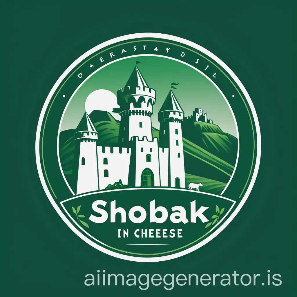 Ancient-Castle-Background-with-Dairy-and-Cheese-Foreground-Logo