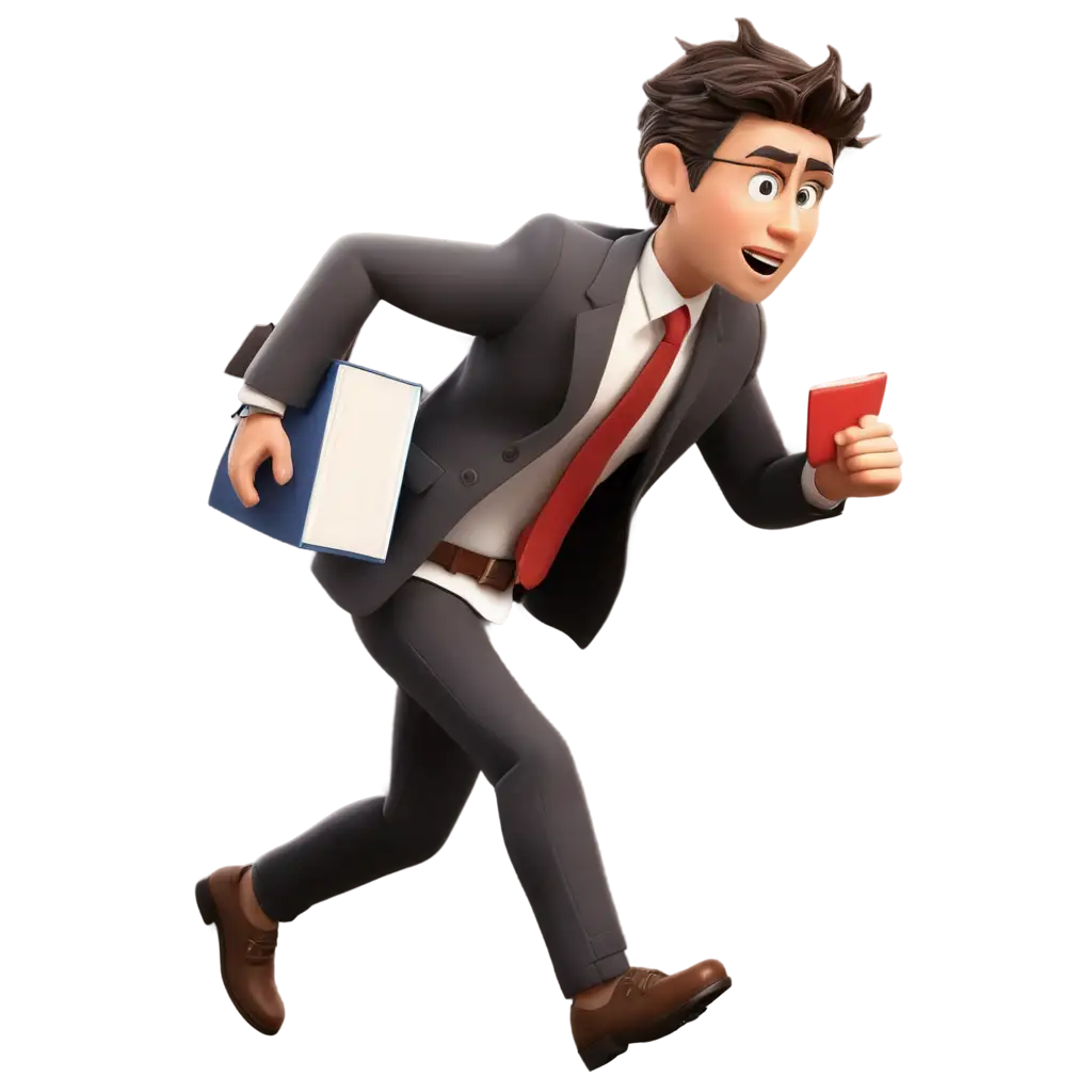 CartoonStyle-Office-Employee-Running-with-Files-PNG-Image-for-Dynamic-Visuals