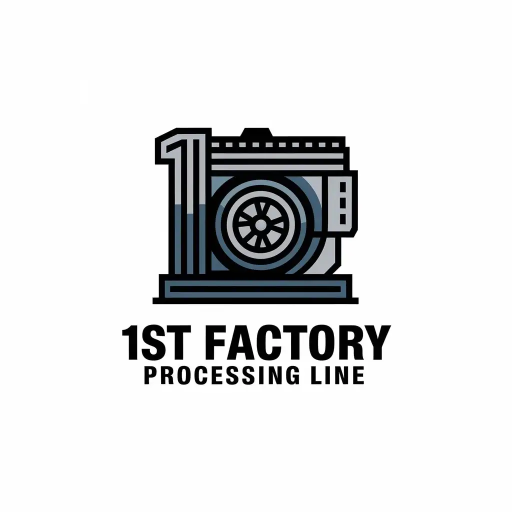 LOGO-Design-for-1st-Factory-Processing-Line-Diesel-Engine-Symbol-in-Manufacturing-Sector