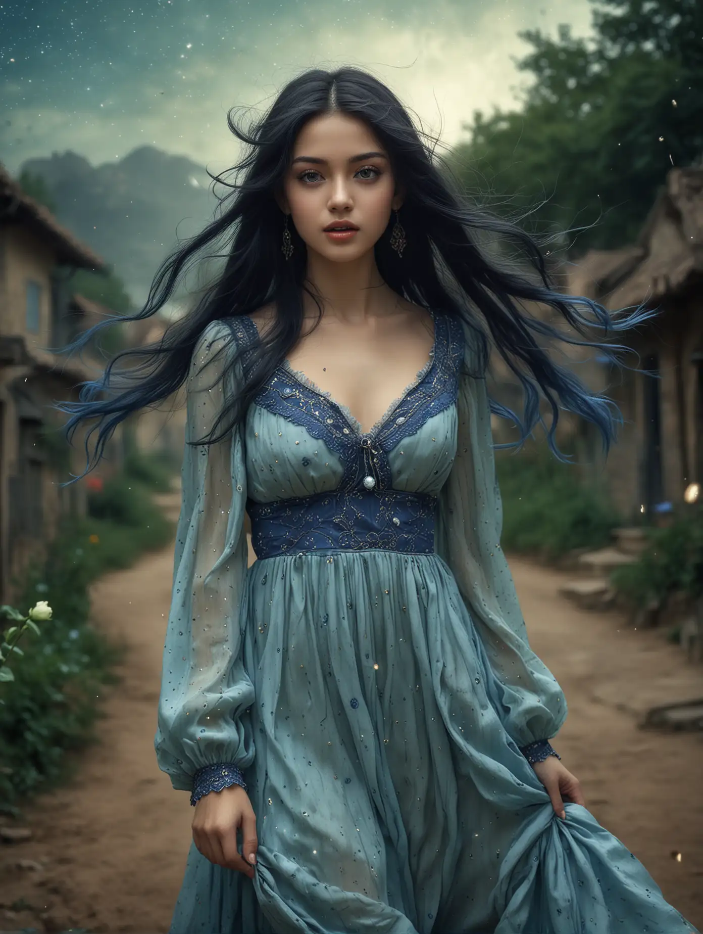 Dreamy-Village-Landscape-Photography-with-StarryEyed-Blue-Rose-Spirit-Woman