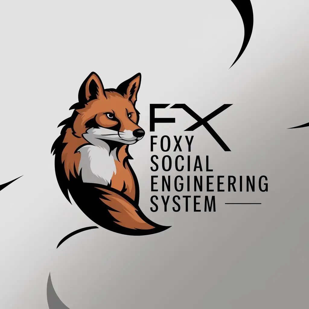 a logo design,with the text "FOXY SOCIAL ENGINEERING SYSTEM", main symbol:Fox,Moderate,clear background