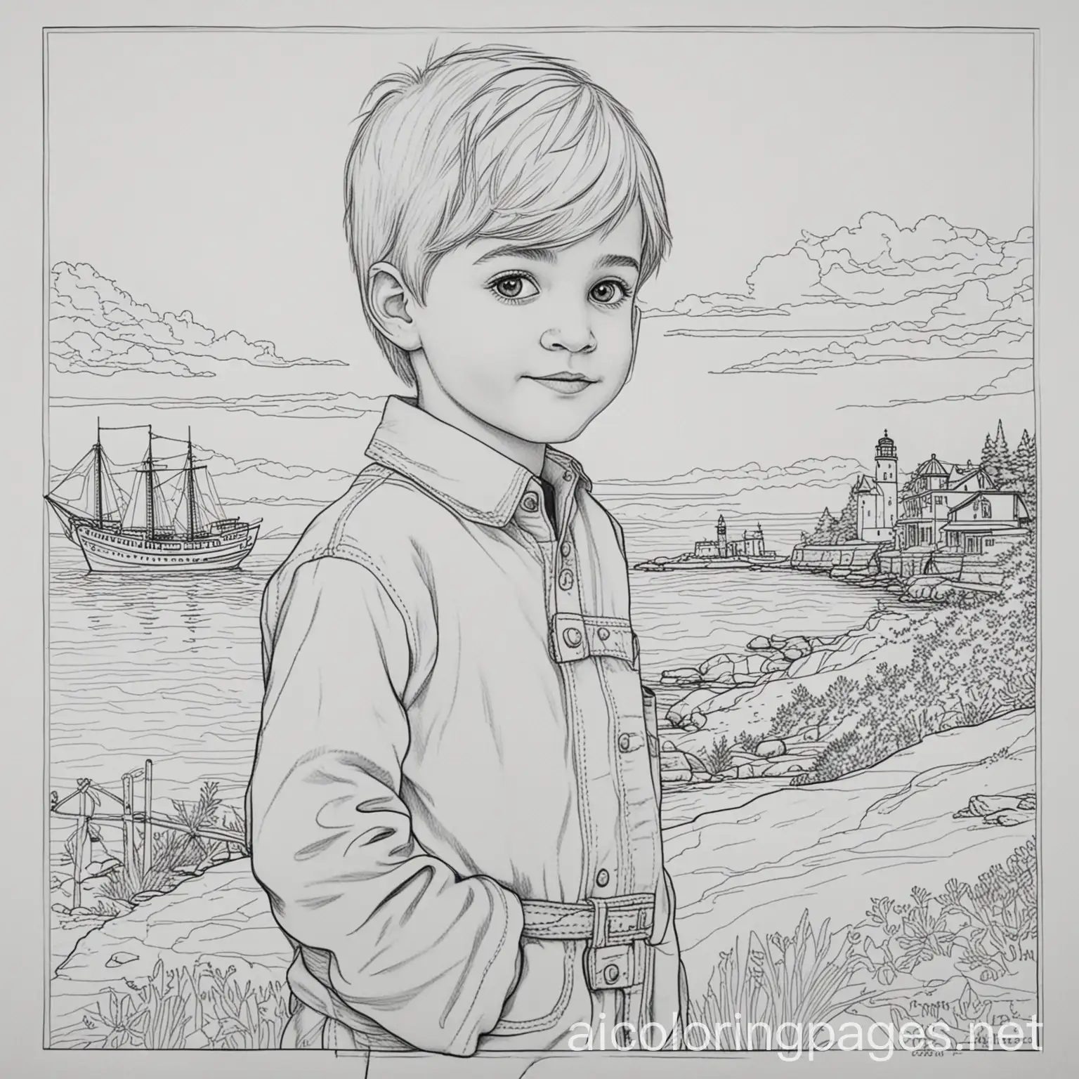 Young-Boy-Exploring-Sault-Ste-Marie-Fun-Coloring-Page