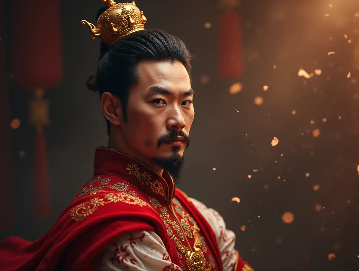 Create realistic picture, king coming from China
