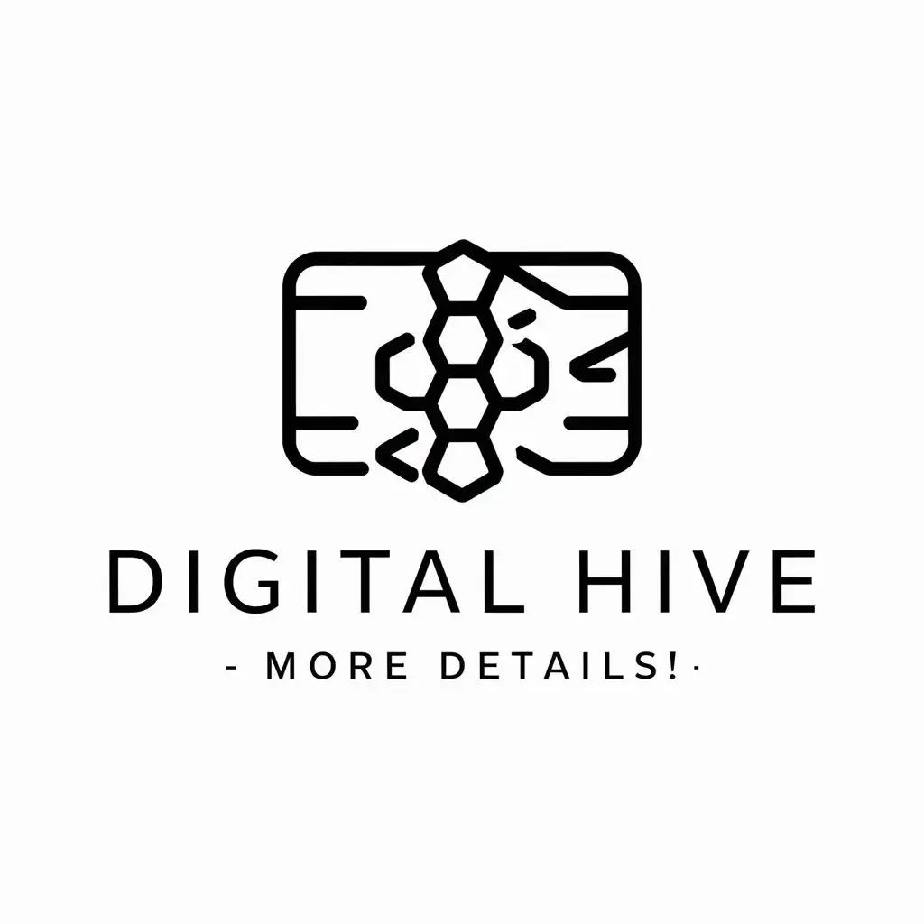 a logo design,with the text "Digital hive  More details!", main symbol:Bank card,complex,be used in Finance industry,clear background