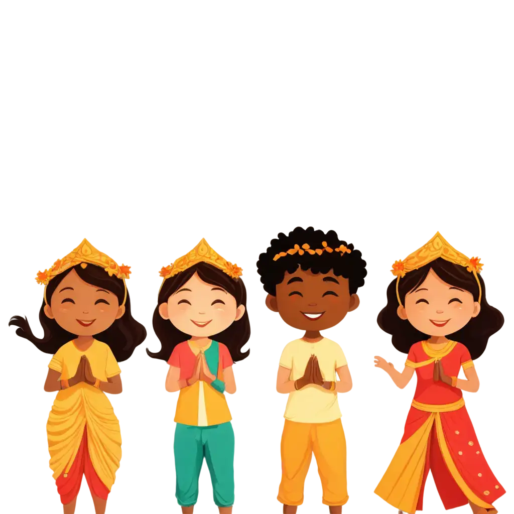 cartoon kids celebrate diwali festival png format image high resolution