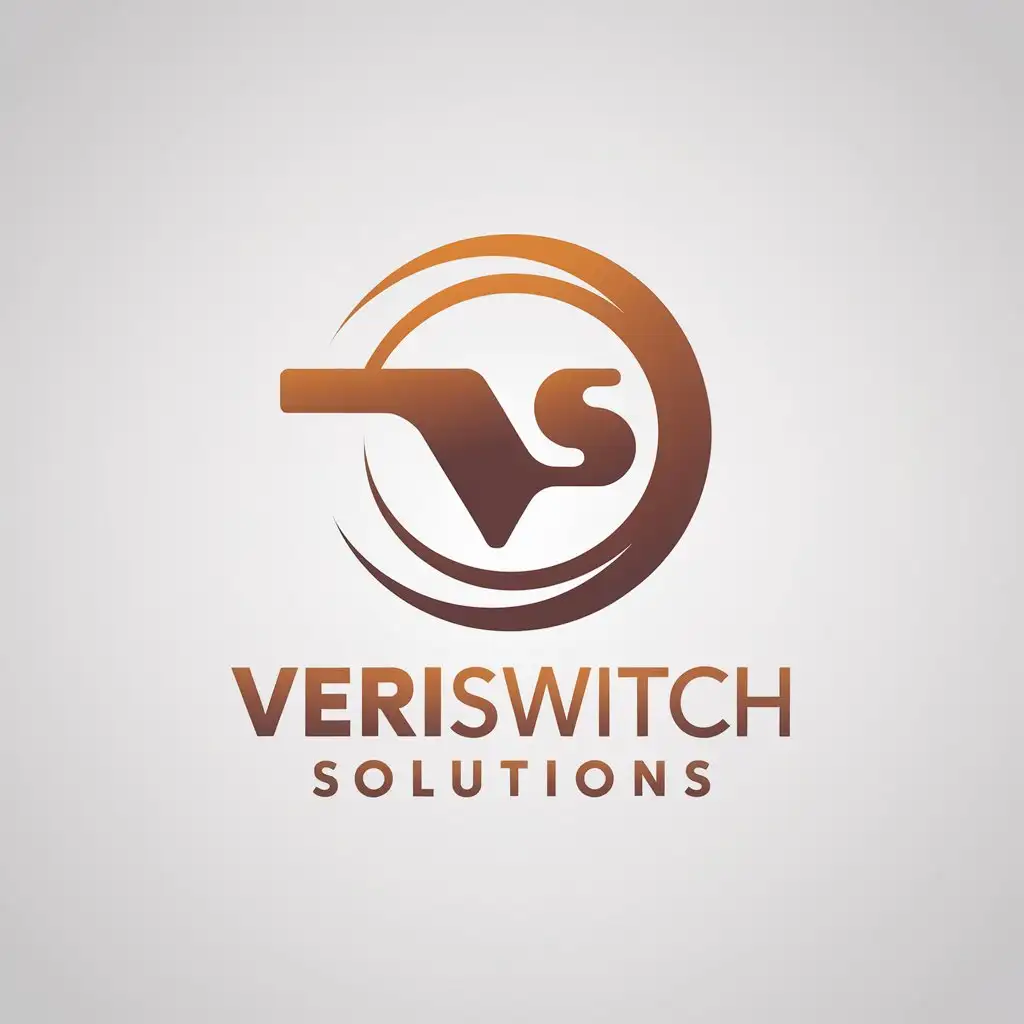 LOGO Design for Veriswitch Solutions Orange and Brown with Tilted Half Circles and VS Symbol for Technology Industry