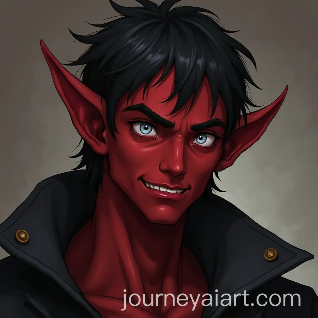 Young-Male-Tiefling-with-DarkAI-Art-Prompt-Expansion-Red-Skin-and-Silver-Eyes-Smirking