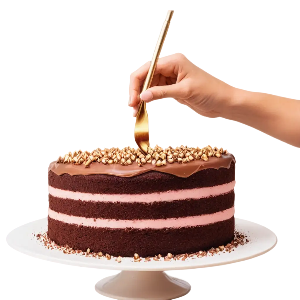 Exquisite-PNG-Image-of-a-Hand-Reaching-for-a-Decorated-Cake-with-Layers