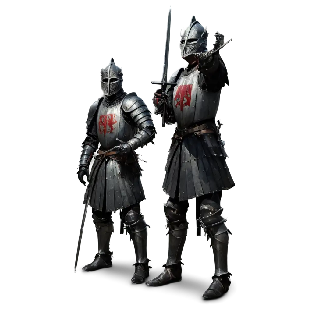 Realistic-PNG-Image-of-Two-Knights-in-Bloody-Armor-with-Swords-for-Dark-Fantasy-Film