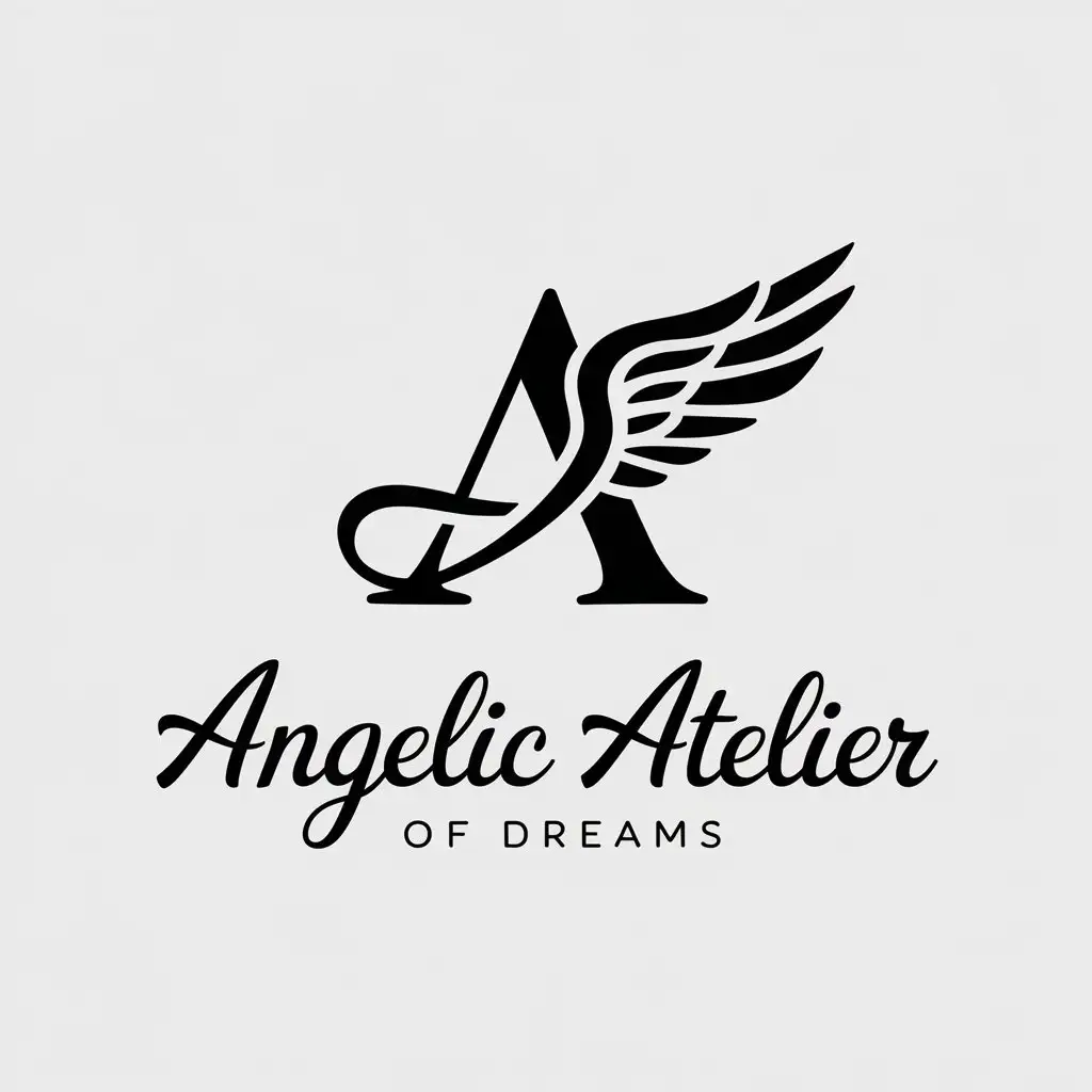 LOGO Design for Angelic Atelier of Dreams Winged Letter A with Clear Background