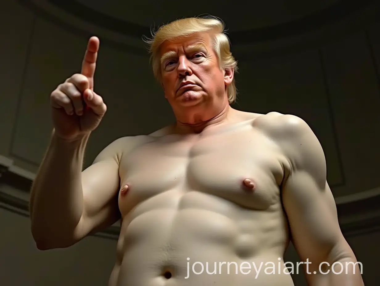 MichelangeloAI-Image-Prompt-Expansions-Creation-of-Adam-with-Overweight-Adam-and-Donald-Trumps-Face
