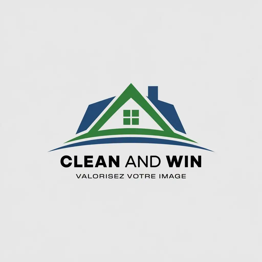 LOGO Design for Clean and Win Minimalistic Vector Logo with Blue Symbol for Real Estate Industry