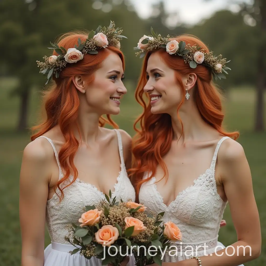 Two-Ginger-Brides-in-Whimsical-Wedding-Scene