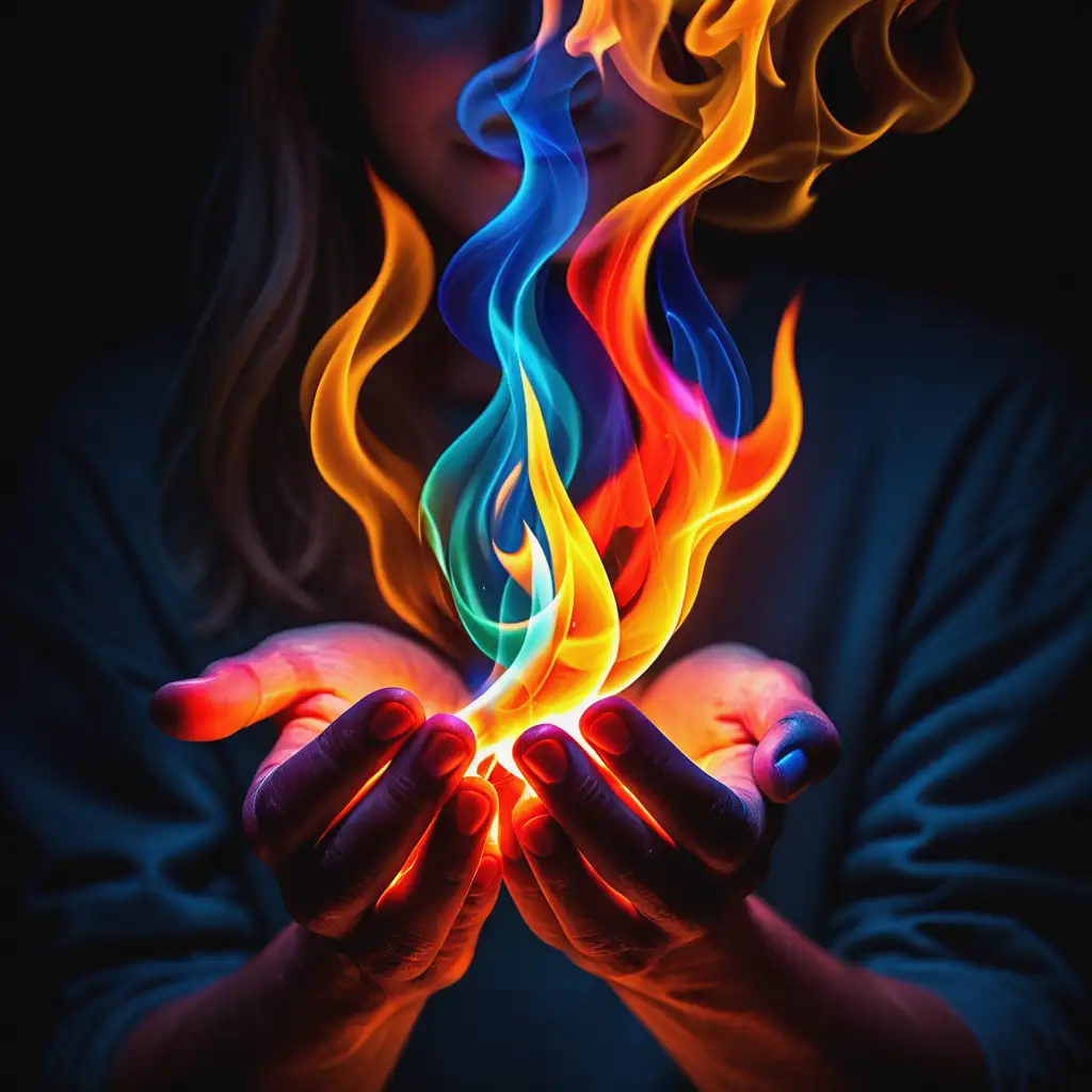 Vibrant Image of Person Holding Fire