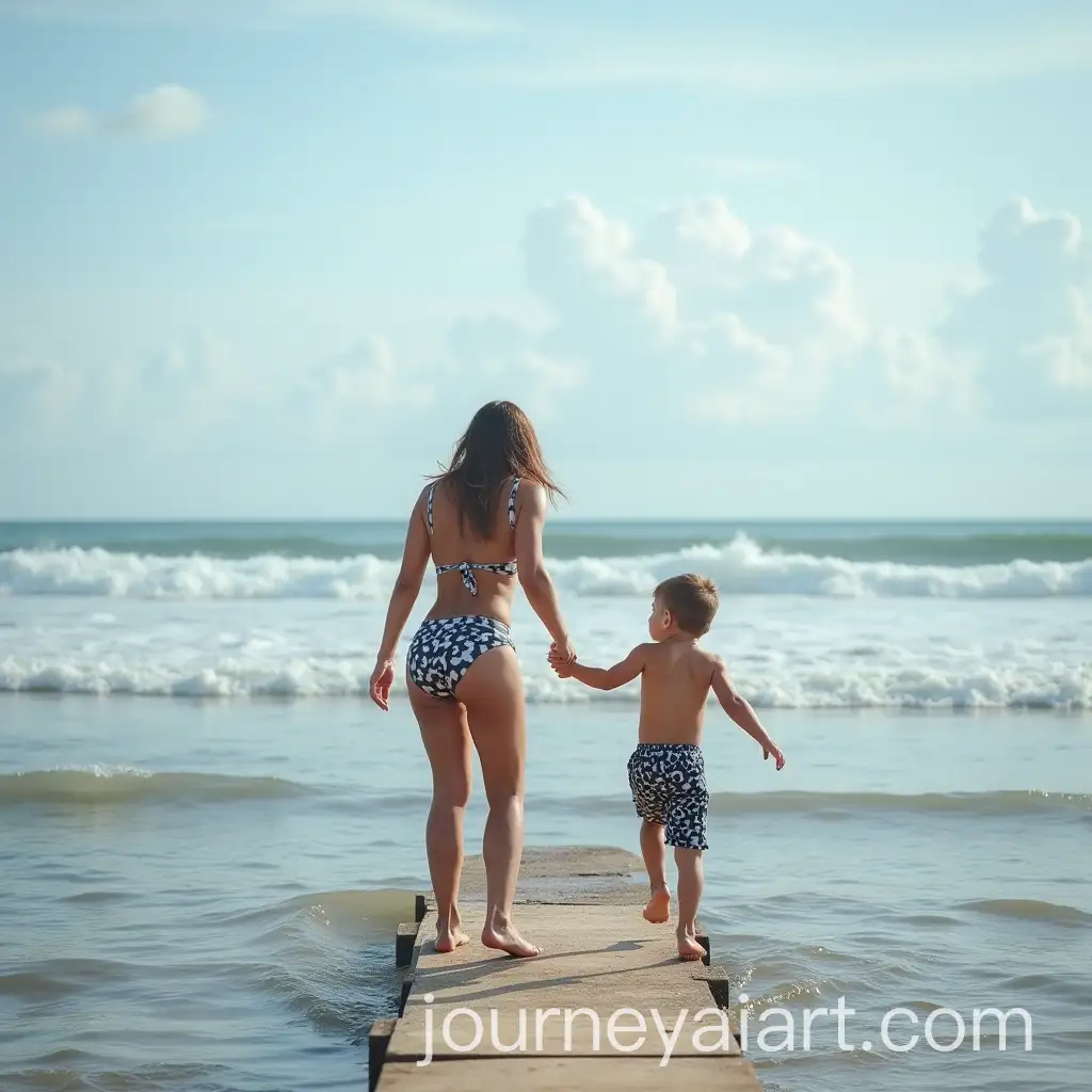 Mother-and-Son-Surviving-in-the-Ocean-on-a-Plank