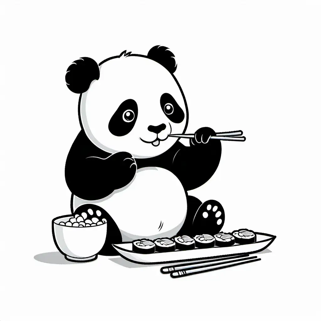 Panda-Eating-Sushi-Coloring-Page