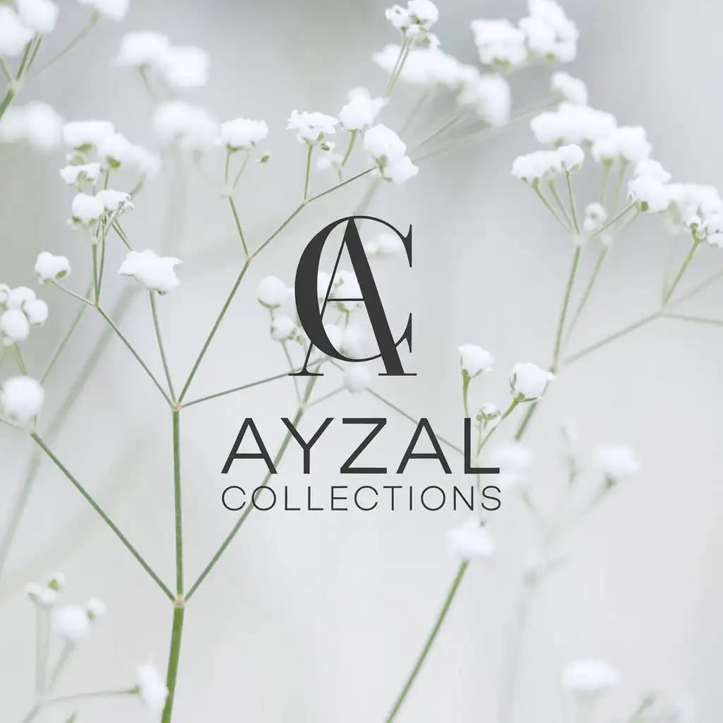 LOGO Design For Ayzal Collections AC Symbol with Minimalistic Floral Background