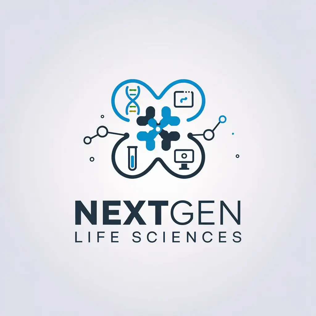 LOGO Design for NextGen Life Sciences Minimalistic Vector with Life Sciences and Computer Elements