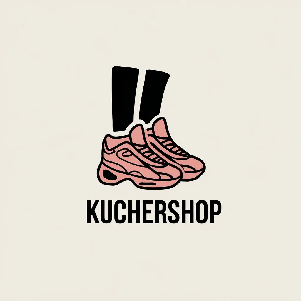 a vector logo design,with the text "KUCHERSHOP", main symbol:women's sneakers,Moderate,be used in Internet industry,clear background