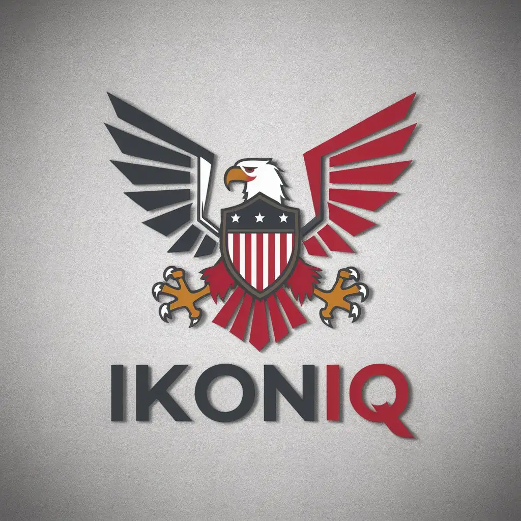 LOGO Design for IKONIQ Red White Blue Eagle with American Shield