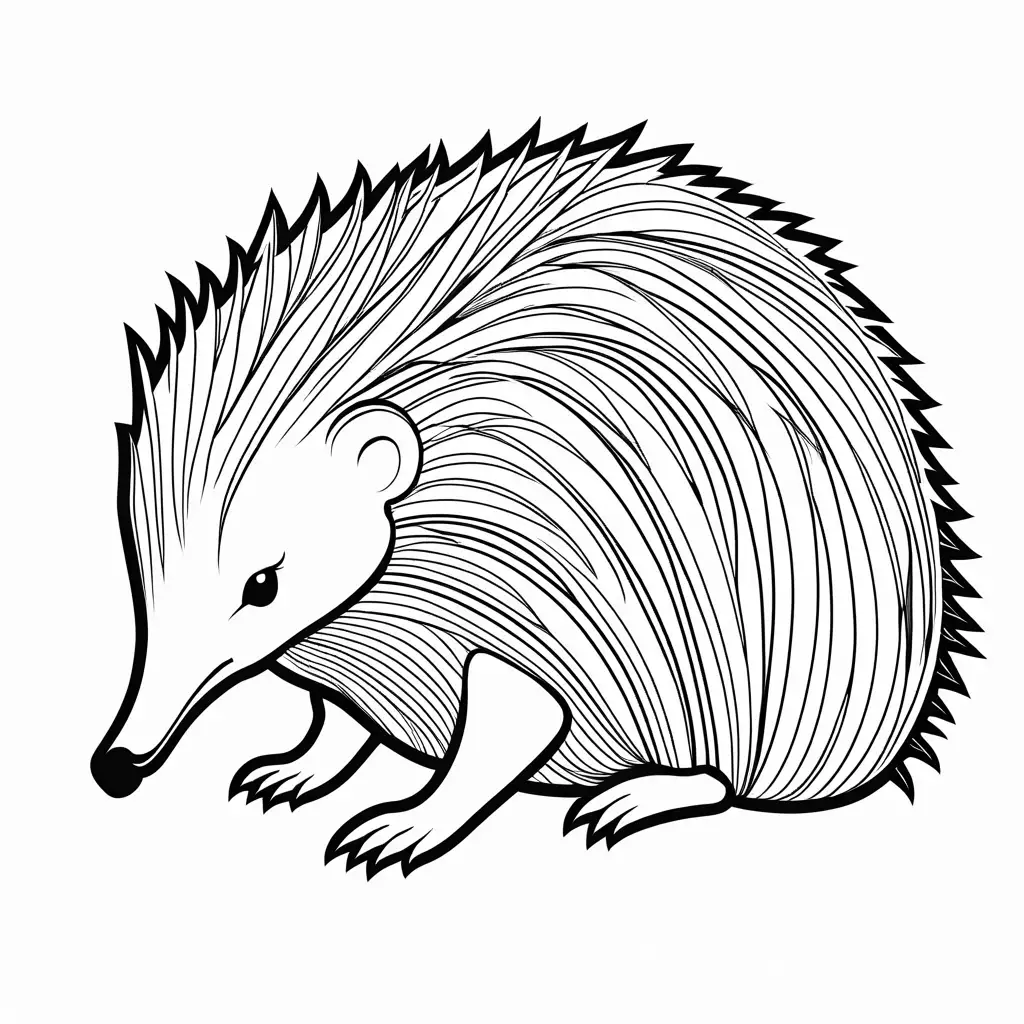 Echidna-Coloring-Page-for-Kids-Simple-Line-Art-on-White-Background