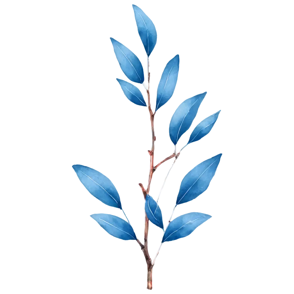 Blue-Twig-with-Leaves-PNG-Image-HighQuality-Transparent-Background-for-Versatile-Use