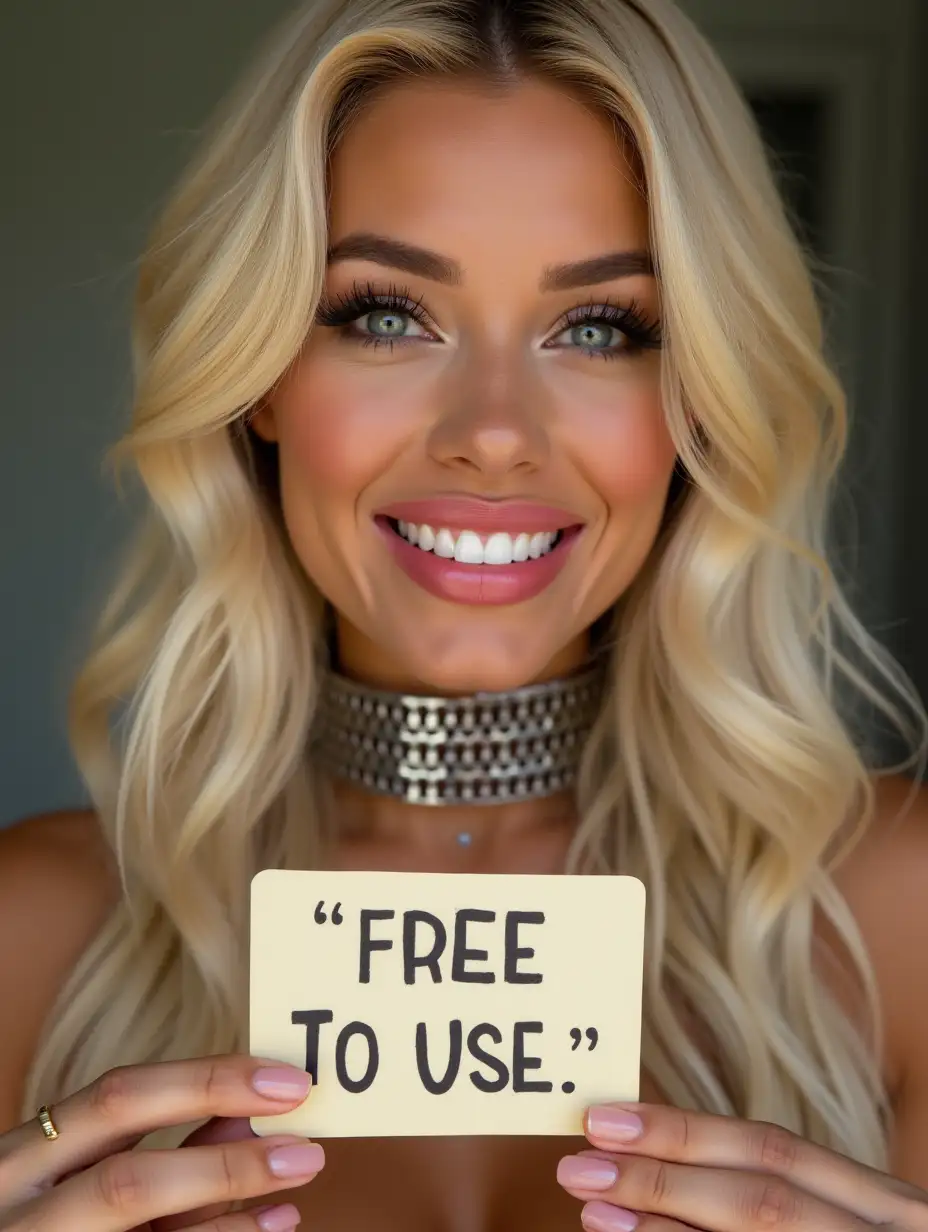 Blonde-Woman-with-Long-Hair-Holding-FREE-TO-USE-Card-at-Playboy-Mansion