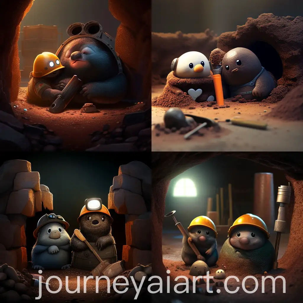 Cuddly-Moles-Resting-at-Mine-Entrance-in-PixarStyle-Animation