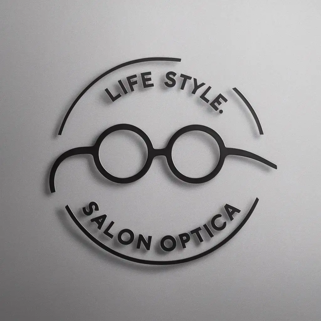 a vector logo design,with the text "Life Style. Salon optica, glasses", main symbol:Inscription in English language,Moderate,clear background