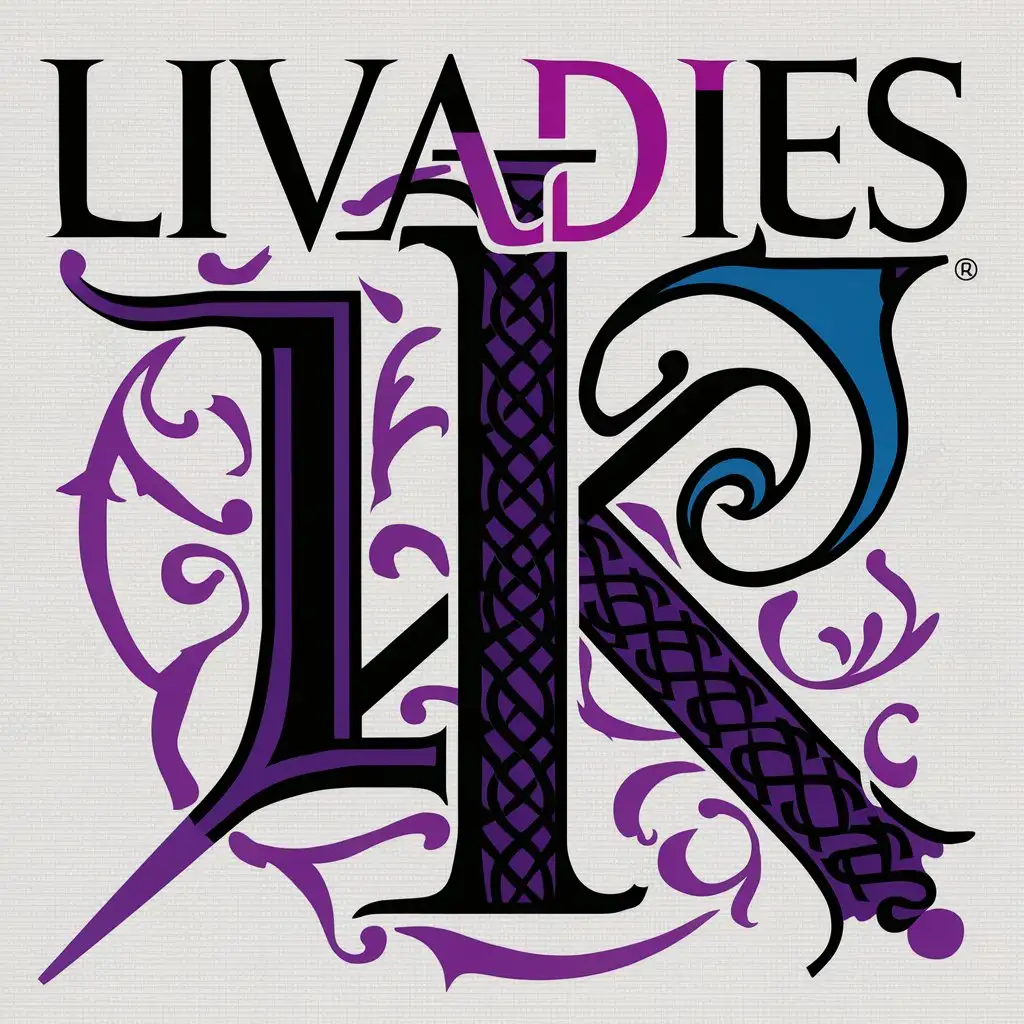 a logo design,with the text "LIVADIES", main symbol:old Slavic pattern, purple, black and blue color,complex,be used in Others industry,clear background