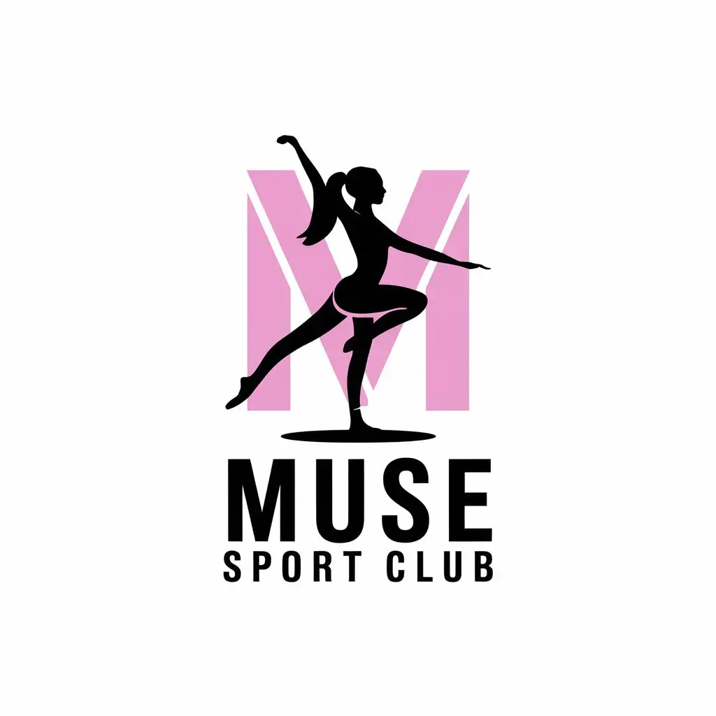 a vector logo design,with the text "Muse sport club", main symbol:Muse cheerleading stretching acrobatic sport club,Moderate,be used in Sports Fitness industry,clear background